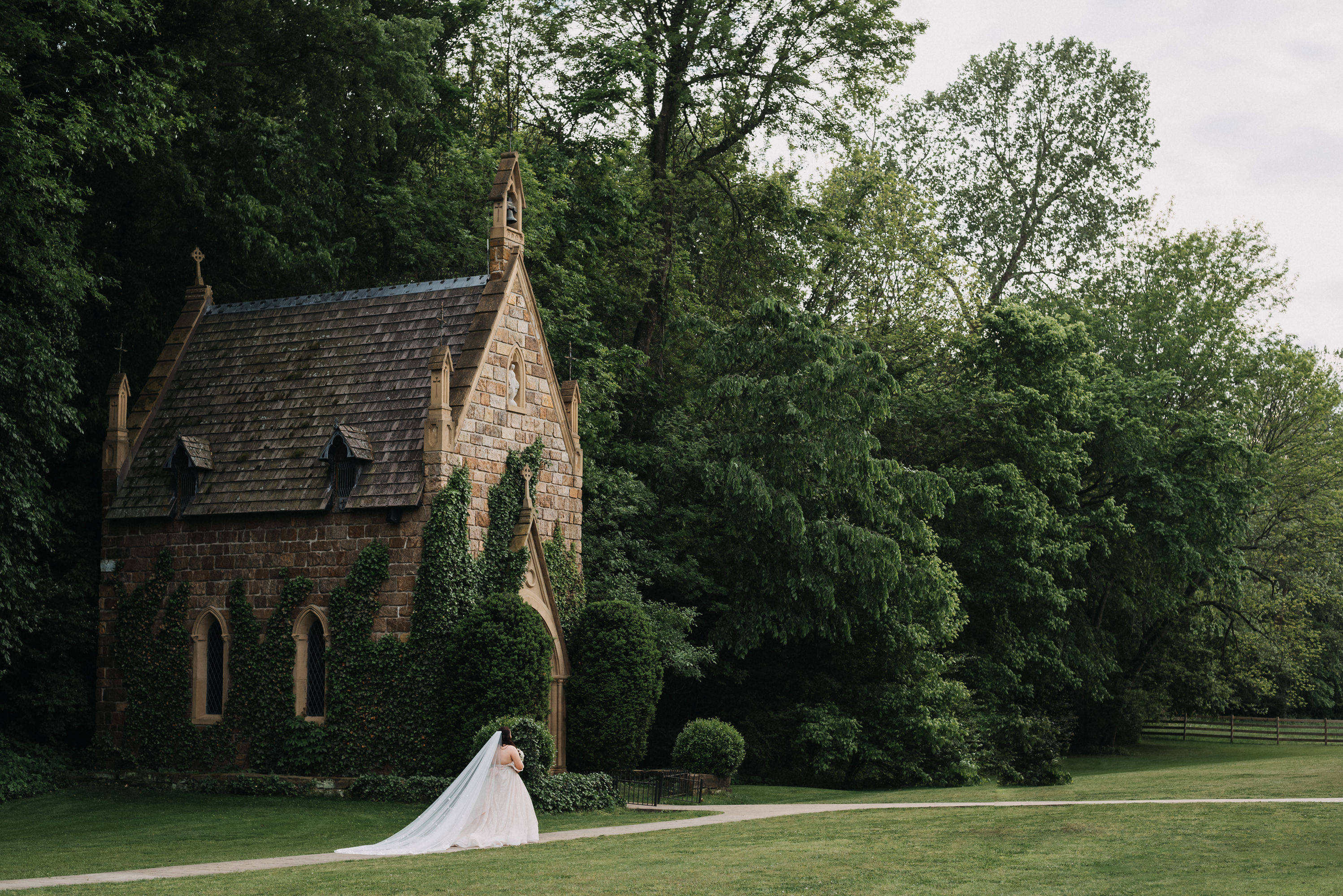 Bridal portrait session at St. Catherine's at Bell Gable Chapel in Fayetteville Arkansas